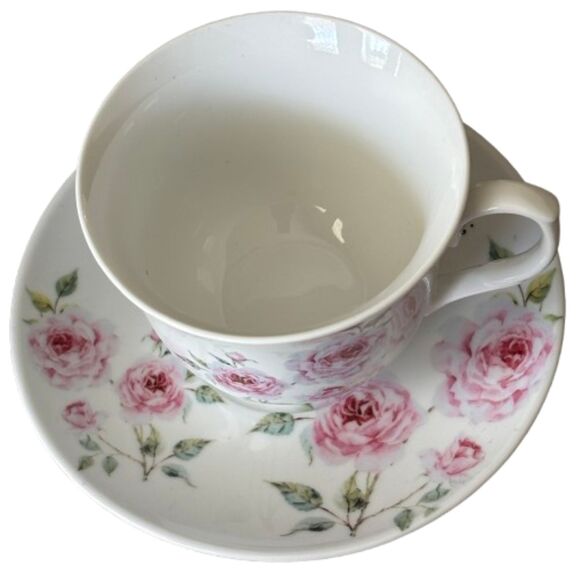 KENT POTTERY Pink Roses Inspirational Psalm 23 Fine Porcelain Cup & Saucer Set - Picture 5 of 7